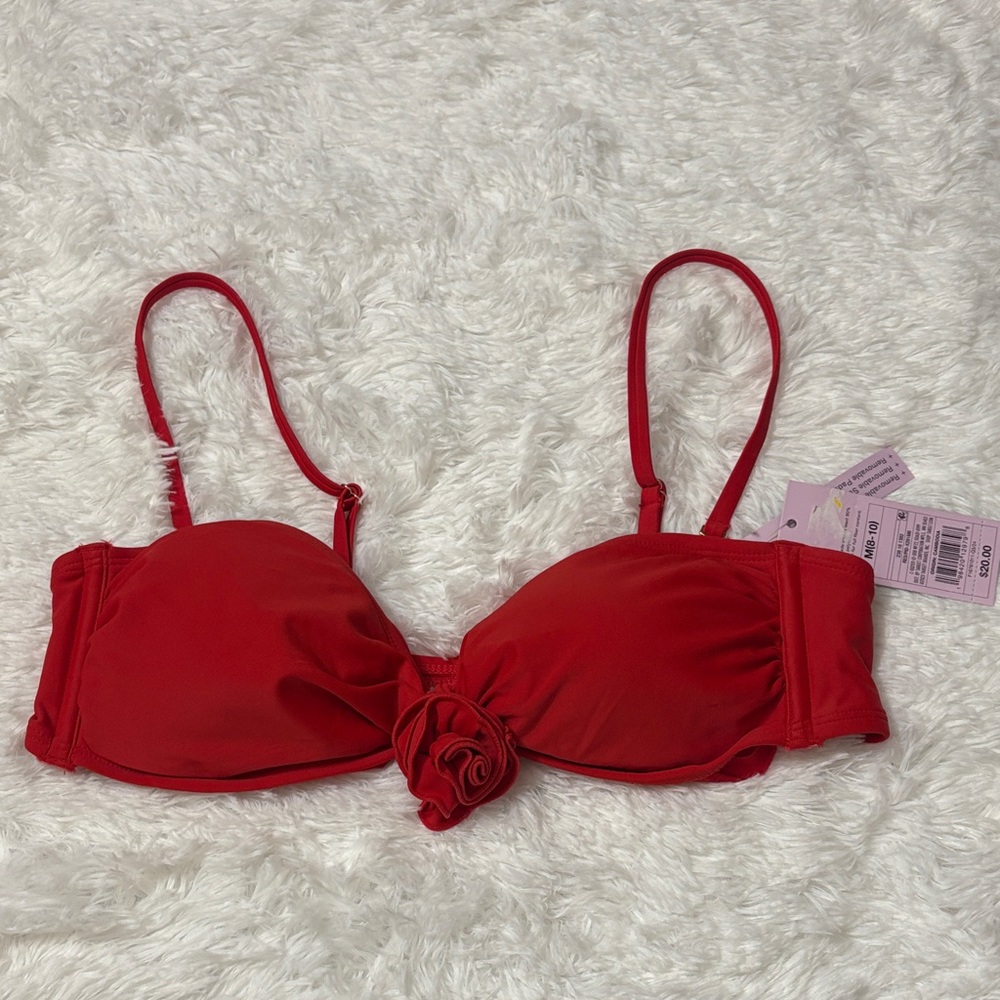 NWT Wild Fable Red Rose Bikini Swim Top Size M 8-10